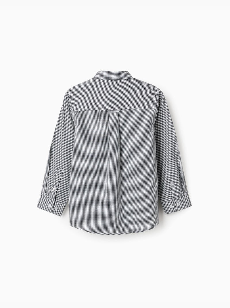 Camisa de manga larga con estampado de cuadros Azul oscuro - Kiabi