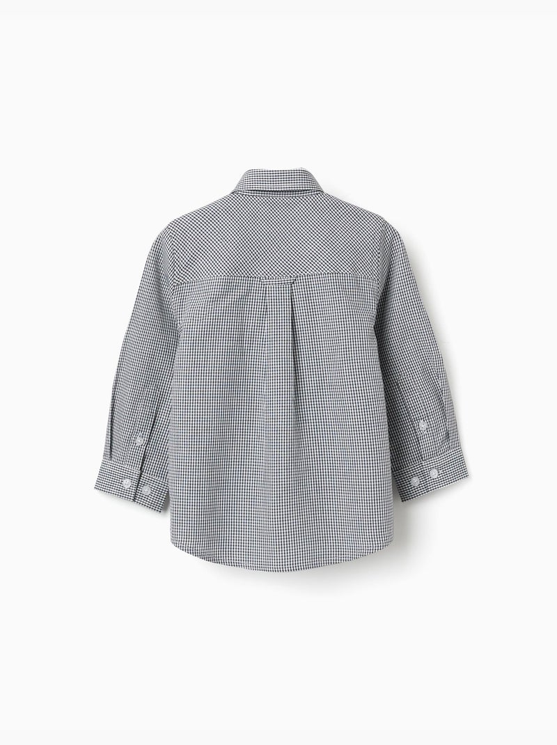 Camisa de manga larga con estampado de cuadros Azul oscuro - Kiabi
