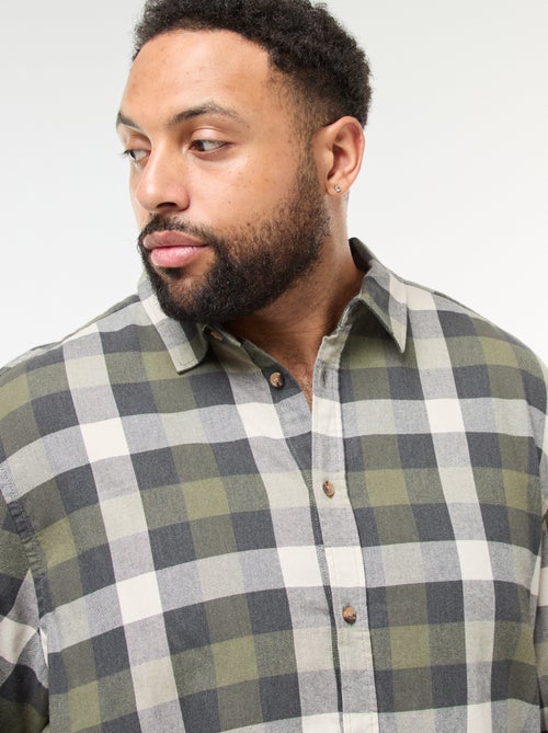 Camisa de manga larga con estampado de cuadros - Kiabi