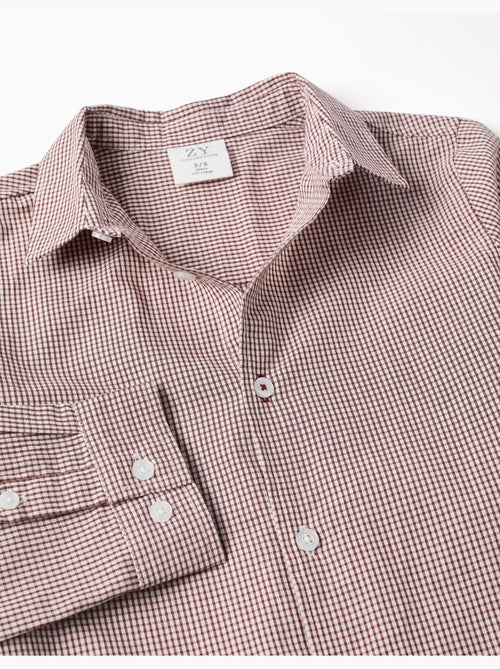 Camisa de manga larga con estampado de cuadros - Kiabi Camisa de manga larga con estampado de cuadros - Kiabi