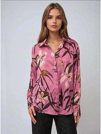 Camisa de manga larga con estampado de satén