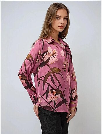 Camisa de manga larga con estampado de satén