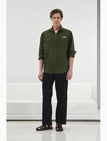 Camisa de manga larga con estampado de texto bordado giesto
