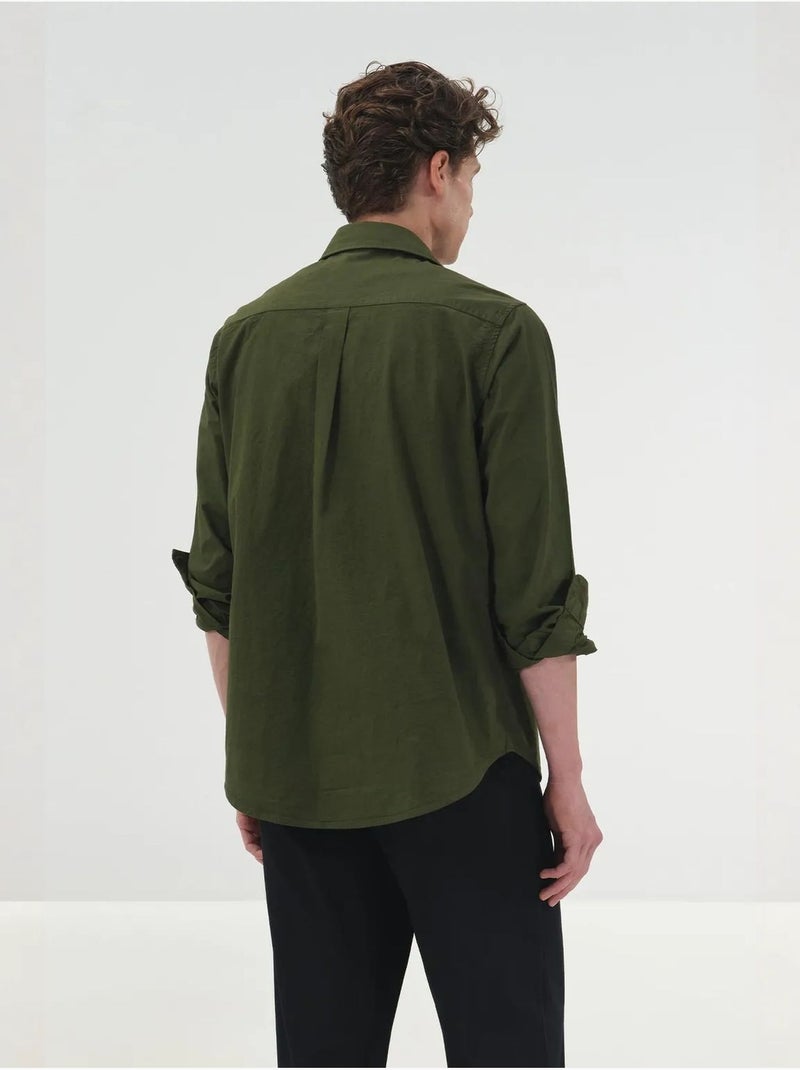 Camisa de manga larga con estampado de texto bordado giesto Caqui - Kiabi