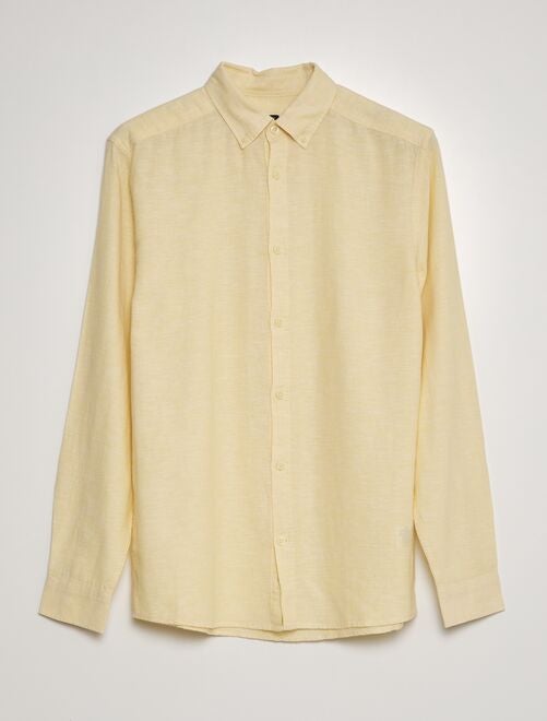 Camisa de manga larga con lino - Kiabi