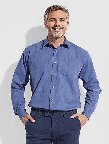 Camisa de manga larga con microcuadros - Afibel