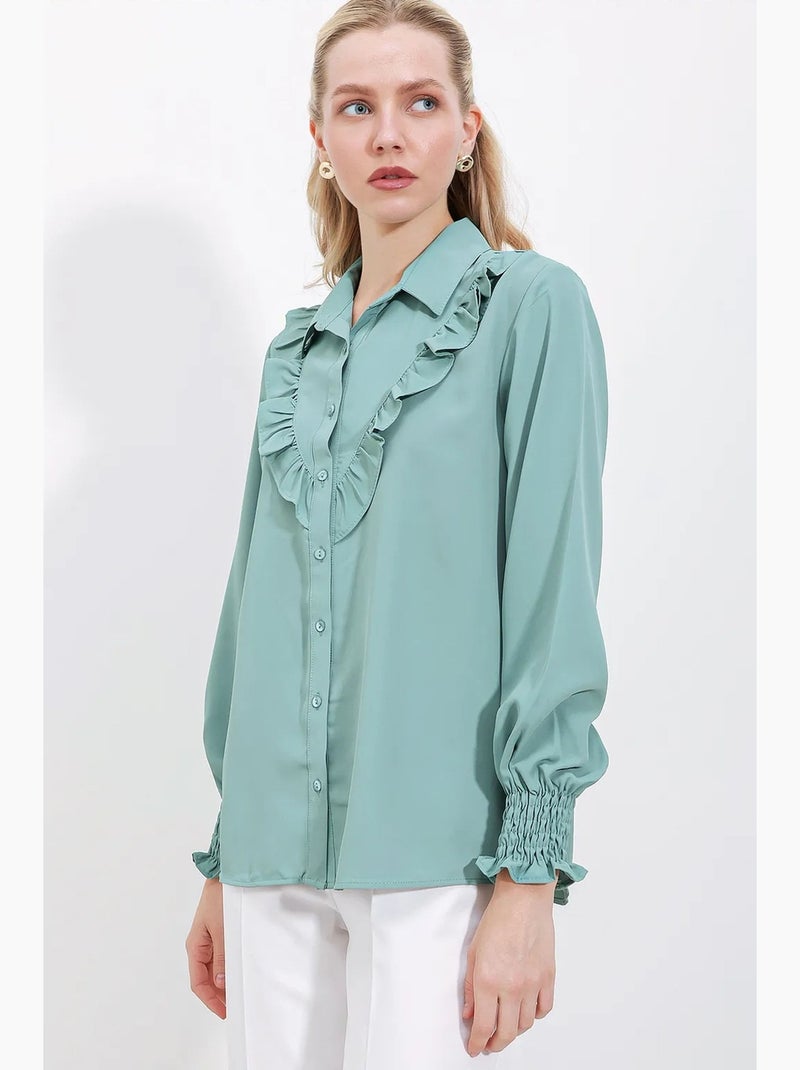 Camisa de manga larga con volantes bdart Verde - Kiabi