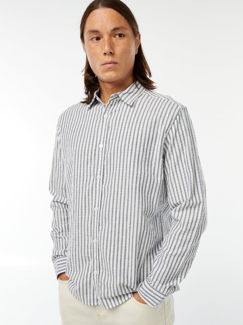 Camisa de manga larga corte cómodo Azul - Kiabi