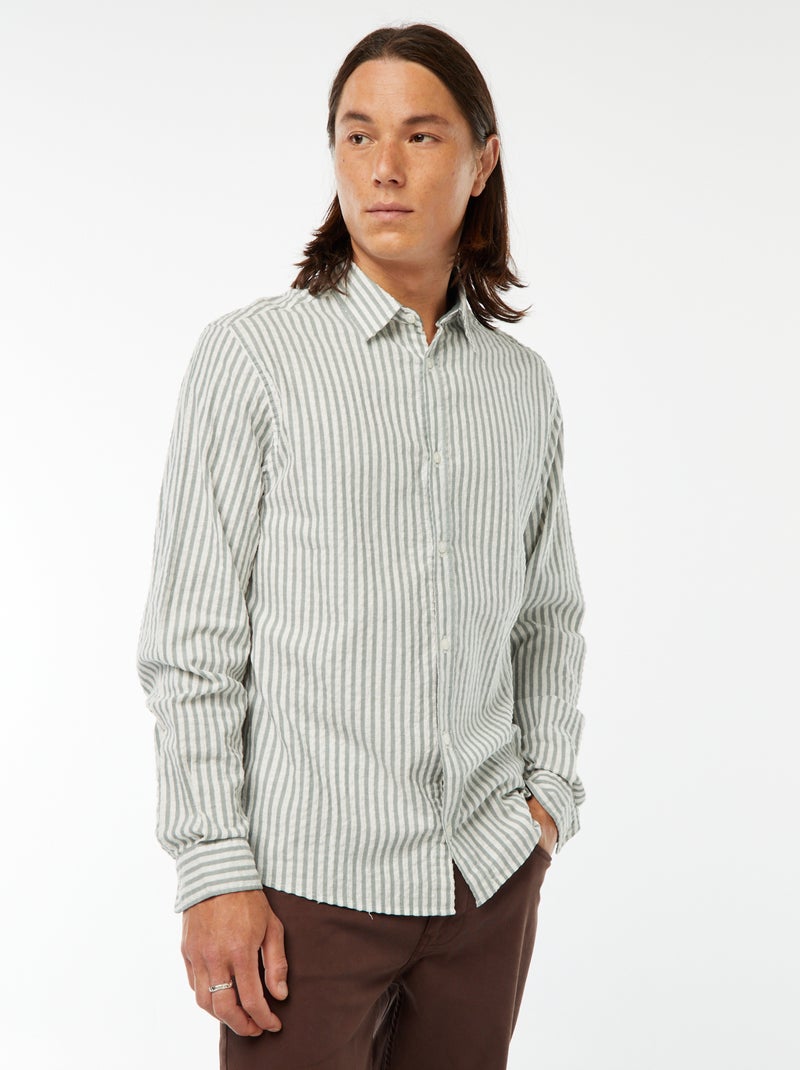 Camisa de manga larga corte cómodo Kaki - Kiabi