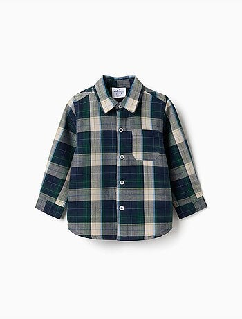Camisa de manga larga de algodón a cuadros b&s
