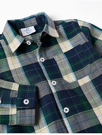Camisa de manga larga de algodón a cuadros b&s
