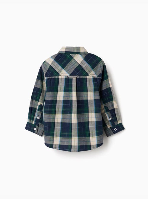Camisa de manga larga de algodón a cuadros b&s - Kiabi