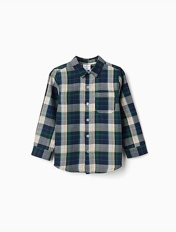 Camisa de manga larga de algodón a cuadros b&s