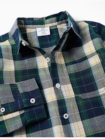 Camisa de manga larga de algodón a cuadros b&s