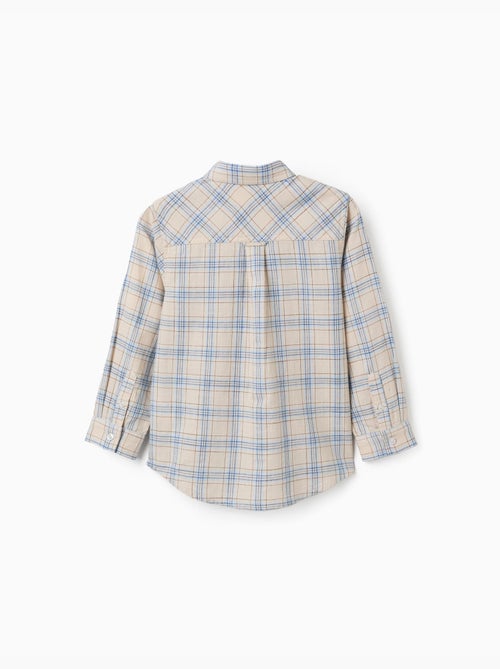 Camisa de manga larga de algodón a cuadros - Kiabi Camisa de manga larga de algodón a cuadros - Kiabi