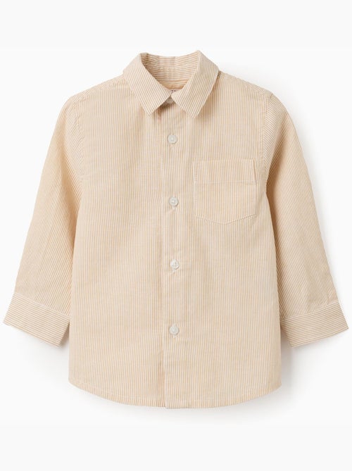 Camisa de manga larga de algodón a rayas - Kiabi