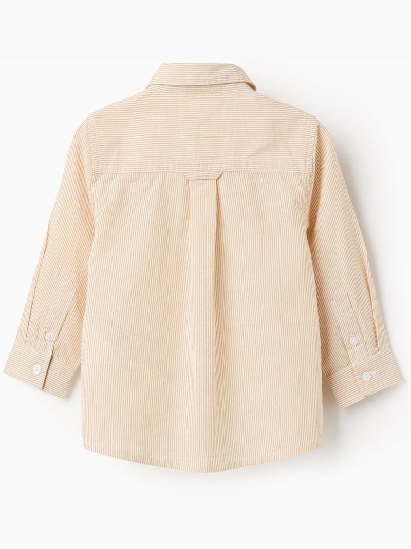 Camisa de manga larga de algodón a rayas Amarillo - Kiabi