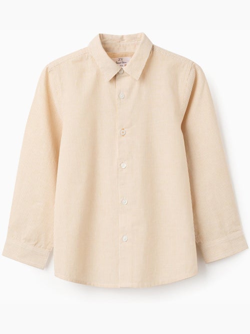 Camisa de manga larga de algodón a rayas - Kiabi