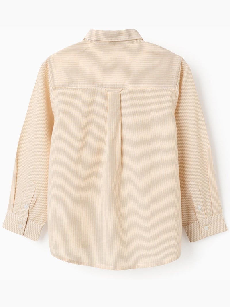 Camisa de manga larga de algodón a rayas Amarillo - Kiabi