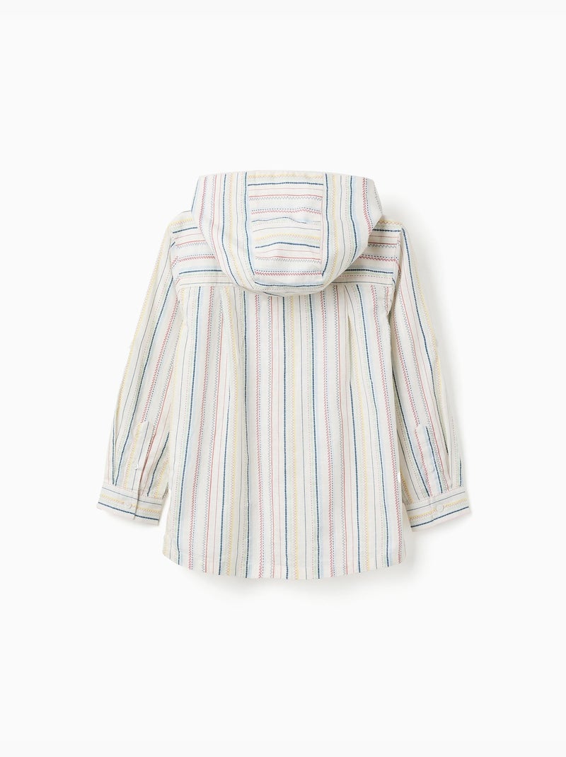 Camisa de manga larga de algodón a rayas B&S Blanco - Kiabi