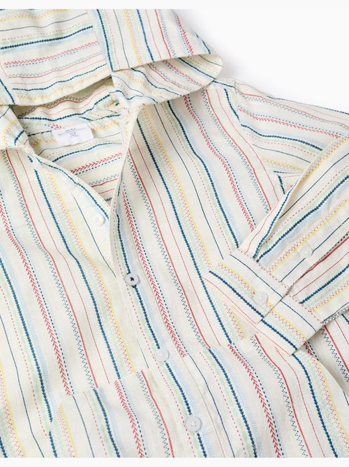 Camisa de manga larga de algodón a rayas B&S - Kiabi