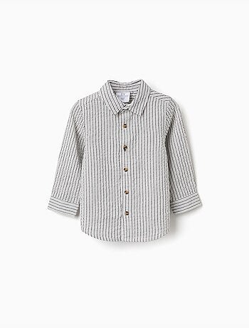 Camisa de manga larga de algodón a rayas B&S