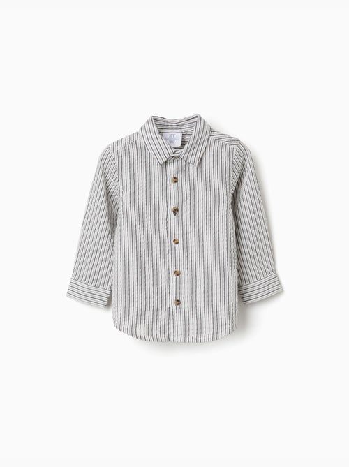 Camisa de manga larga de algodón a rayas B&S - Kiabi