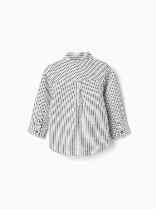 Camisa de manga larga de algodón a rayas B&S - Kiabi
