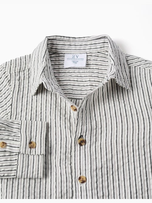 Camisa de manga larga de algodón a rayas B&S - Kiabi