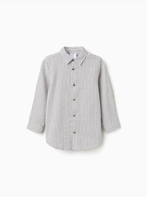 Camisa de manga larga de algodón a rayas B&S - Kiabi