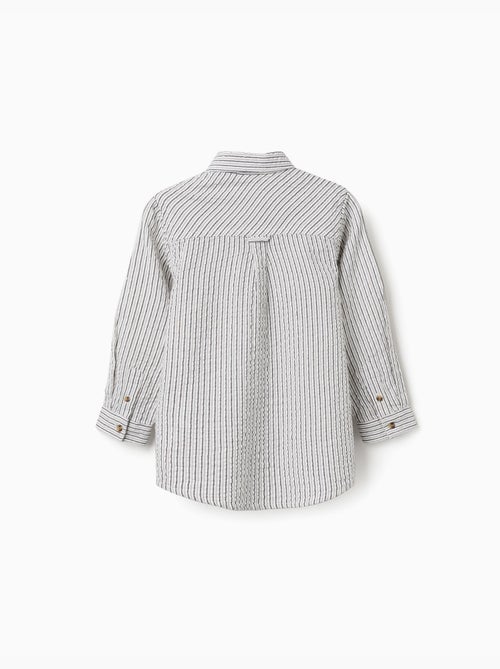 Camisa de manga larga de algodón a rayas B&S - Kiabi