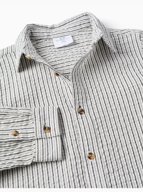 Camisa de manga larga de algodón a rayas B&S - Kiabi