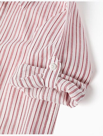 Camisa de manga larga de algodón a rayas