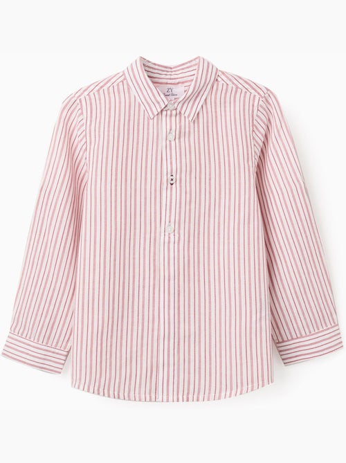 Camisa de manga larga de algodón a rayas - Kiabi