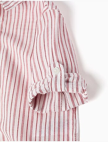 Camisa de manga larga de algodón a rayas