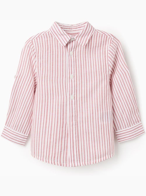 Camisa de manga larga de algodón a rayas - Kiabi