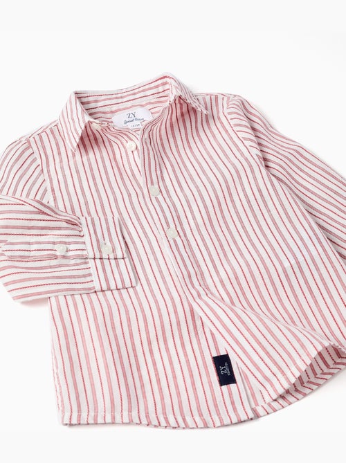 Camisa de manga larga de algodón a rayas - Kiabi