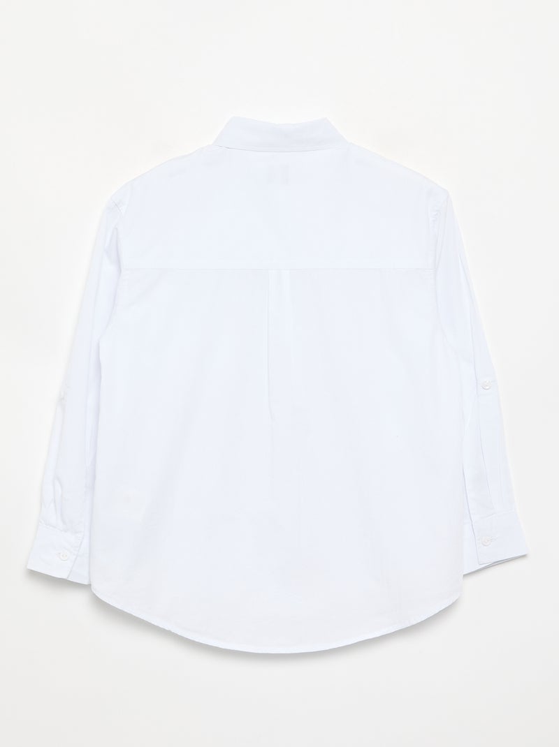 Camisa de manga larga de algodón Blanco - Kiabi