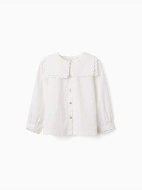 Camisa de manga larga de algodón con cuello cuadrado b&s - Kiabi Camisa de manga larga de algodón con cuello cuadrado b&s - Kiabi