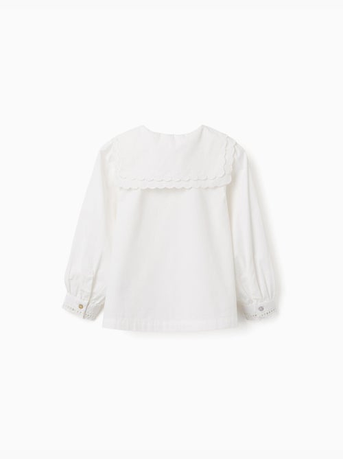 Camisa de manga larga de algodón con cuello cuadrado b&s - Kiabi Camisa de manga larga de algodón con cuello cuadrado b&s - Kiabi