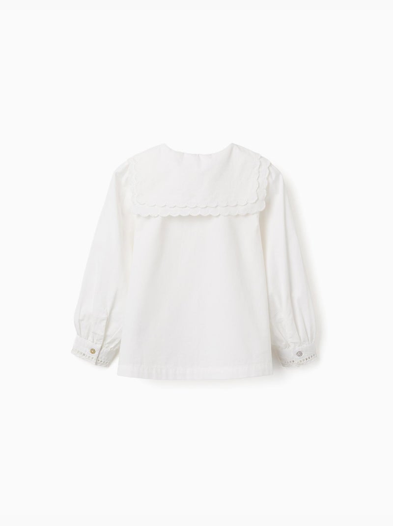 Camisa de manga larga de algodón con cuello cuadrado b&s Blanco - Kiabi