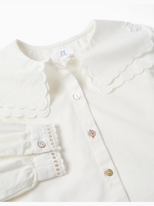 Camisa de manga larga de algodón con cuello cuadrado b&s - Kiabi Camisa de manga larga de algodón con cuello cuadrado b&s - Kiabi