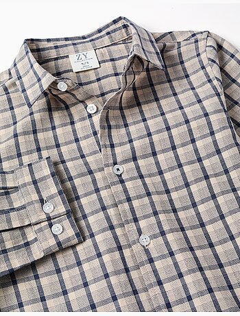 Camisa de manga larga de algodón con estampado a cuadros