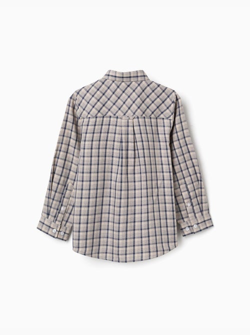 Camisa de manga larga de algodón con estampado a cuadros - Kiabi