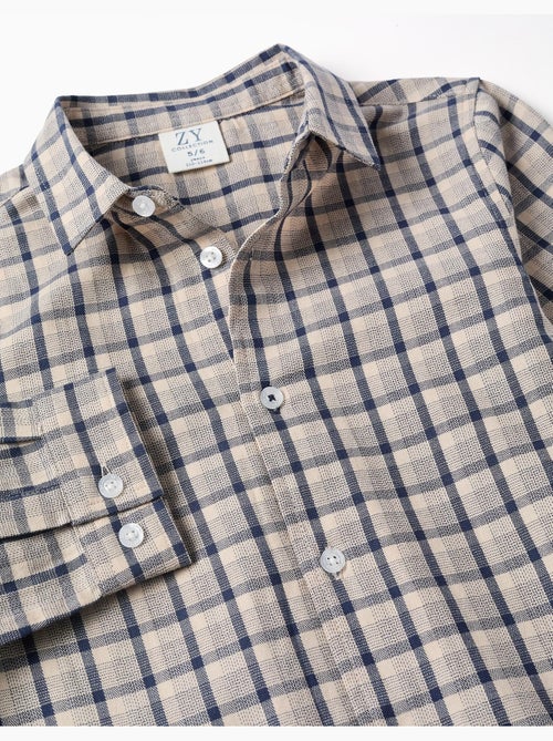 Camisa de manga larga de algodón con estampado a cuadros - Kiabi