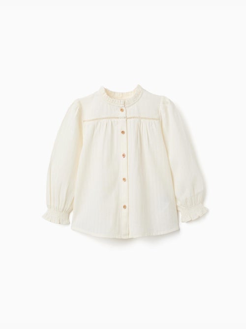 Camisa de manga larga de algodón con volantes - Kiabi Camisa de manga larga de algodón con volantes - Kiabi