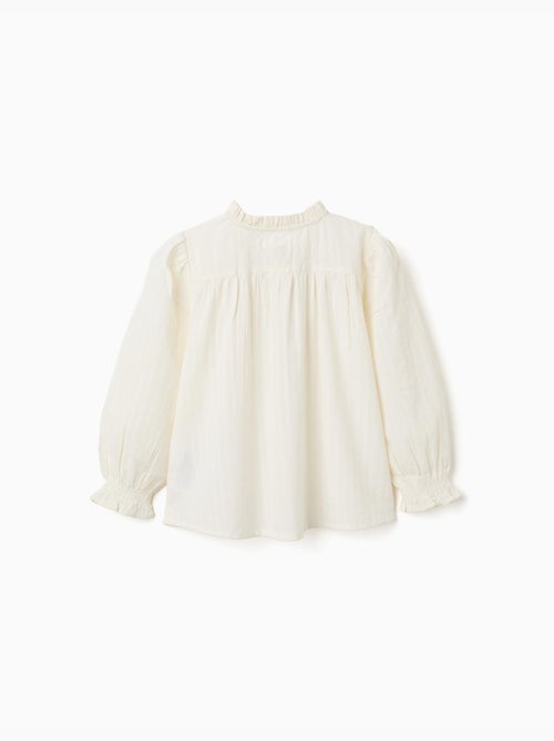Camisa de manga larga de algodón con volantes - Kiabi Camisa de manga larga de algodón con volantes - Kiabi