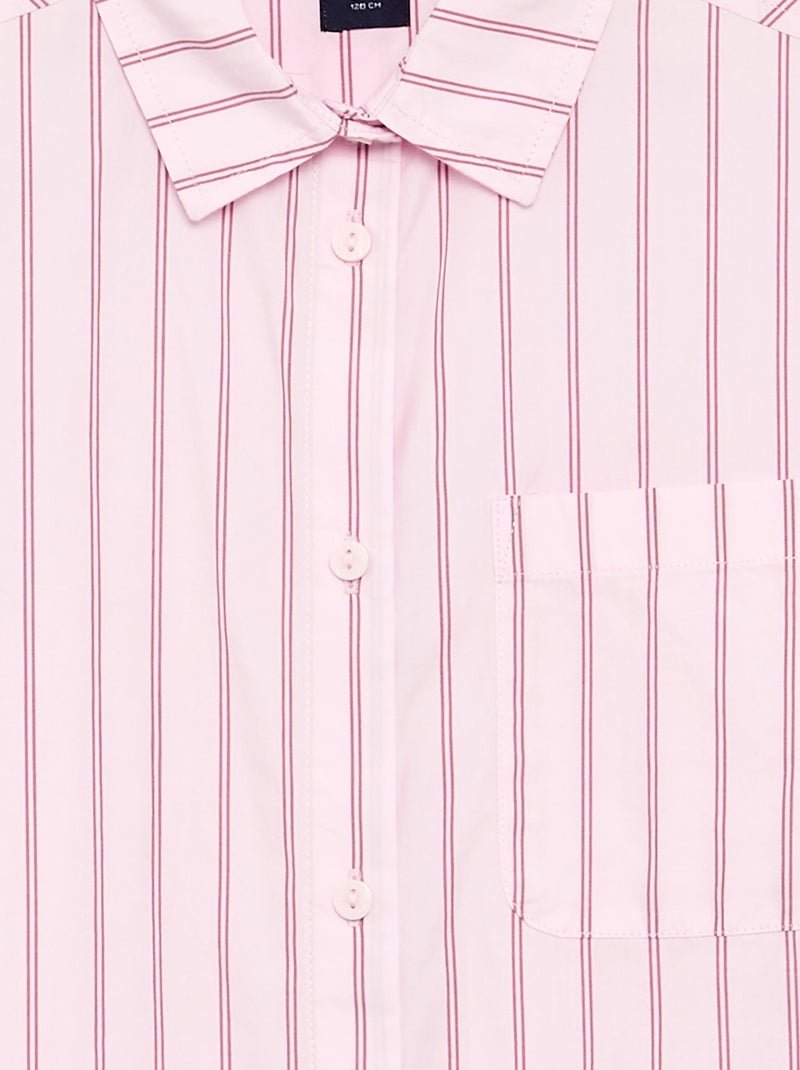 Camisa de manga larga de algodón Rosa - Kiabi