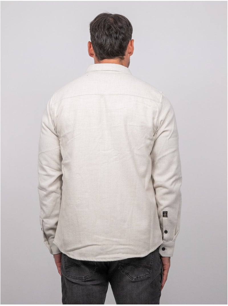 Camisa de manga larga de algodón tiwatch Crudo - Kiabi