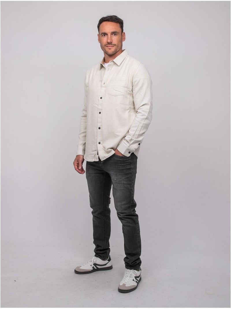 Camisa de manga larga de algodón tiwatch Crudo - Kiabi